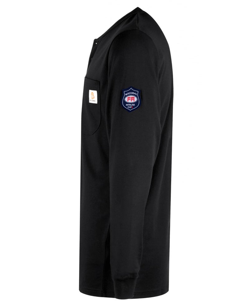 BOCOMAL FR Shirts Flame Resistant Shirts FR T Shirt NFPA2112/CAT2 7oz Black Men's Long Sleeve Fire Retardant Henley Shirts - Image 2